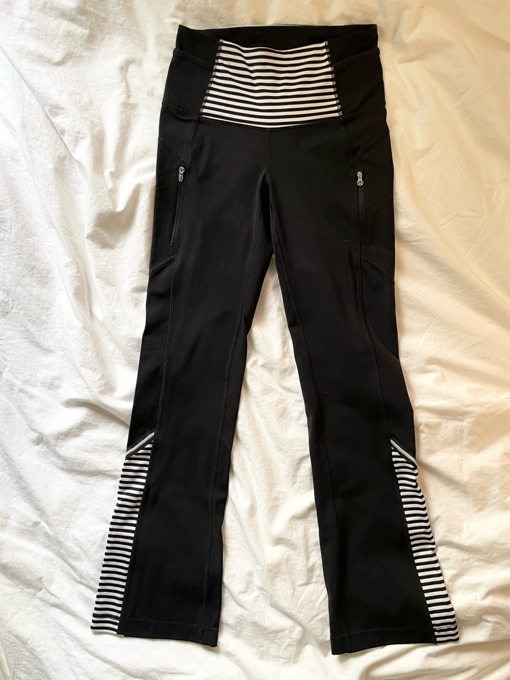 Lululemon Black Striped-Accent Flare Leggings